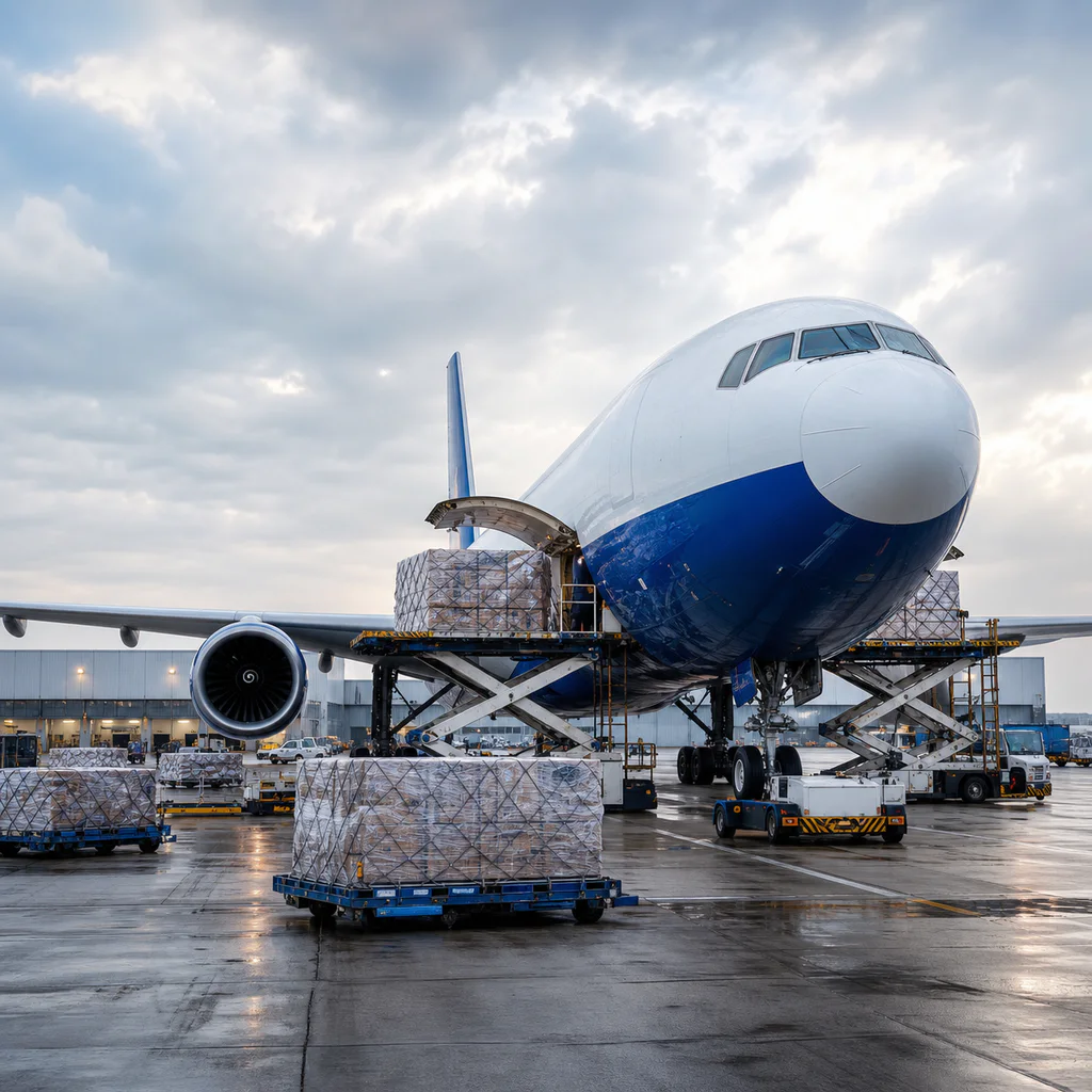 Cargo airplane loading operation