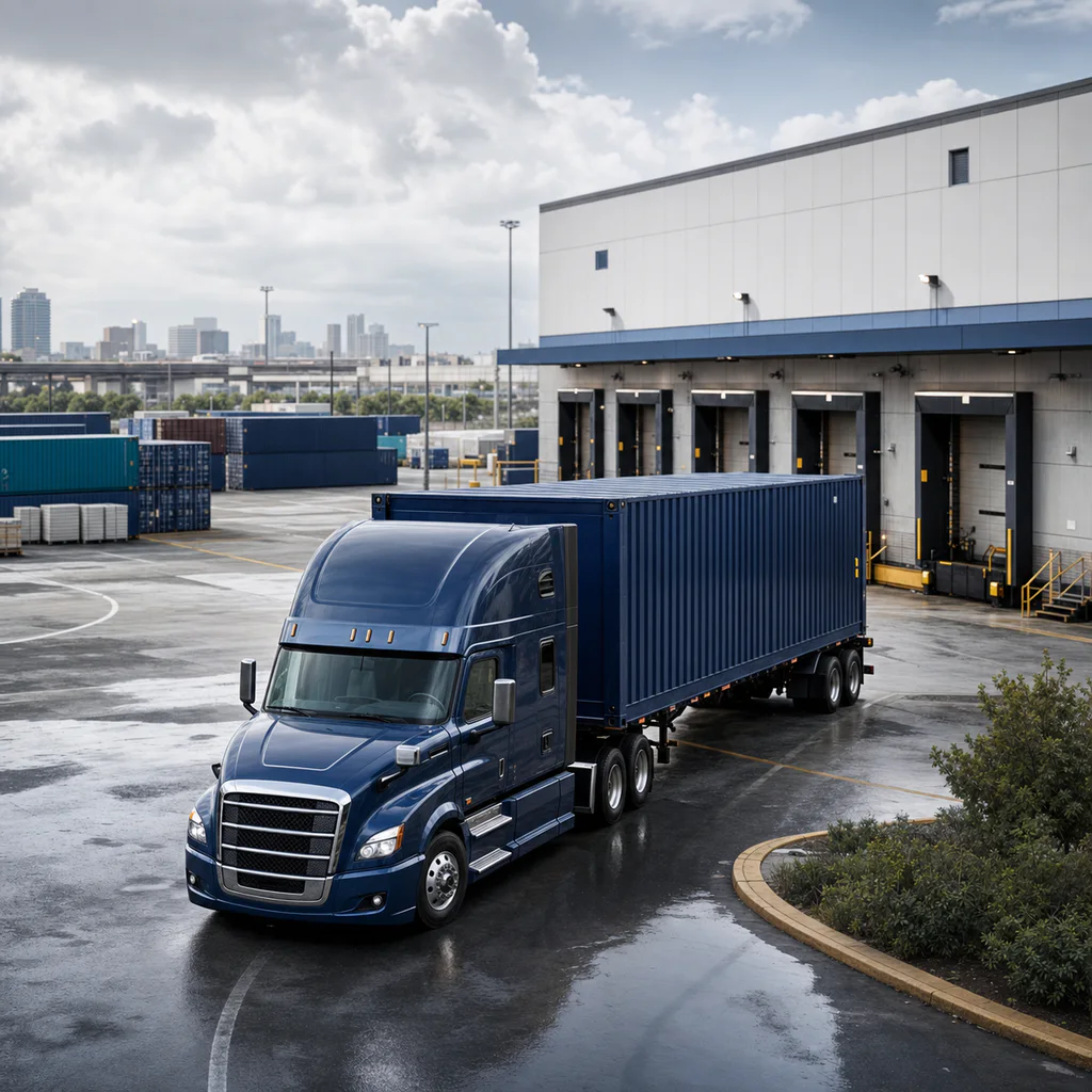 Container trucking at a North American warehouse